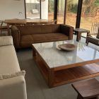 mesa de centro marmol y madera